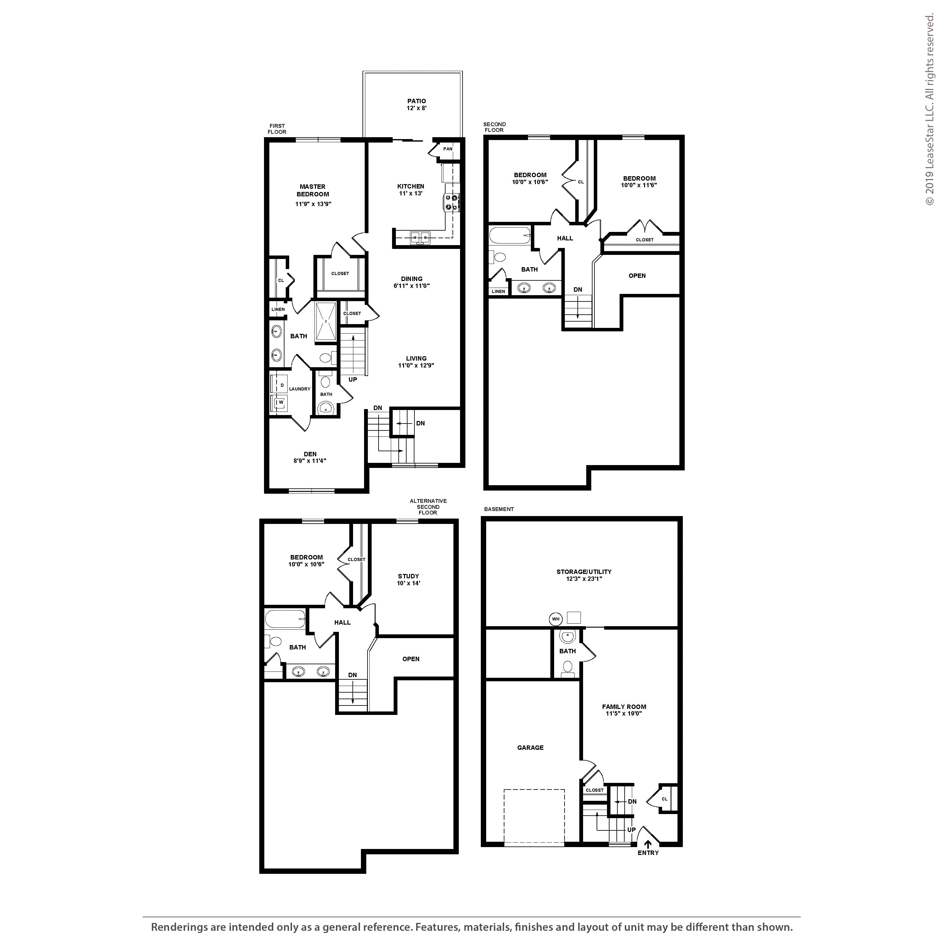 A black and white image of a floor plan for a two-story house.